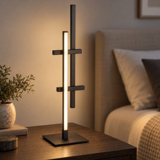 Eglo trepiliano lampada da tavolo led 6,5w 3000k 47cm moderna lineare nera