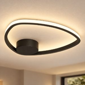 Eglo moschella plafoniera led 9,7w cct 2700k 6500k 37,5cm per soggiorno moderna nera
