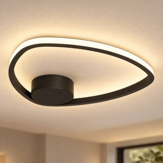 Eglo moschella plafoniera led 9,7w cct 2700k 6500k 37,5cm per soggiorno moderna nera