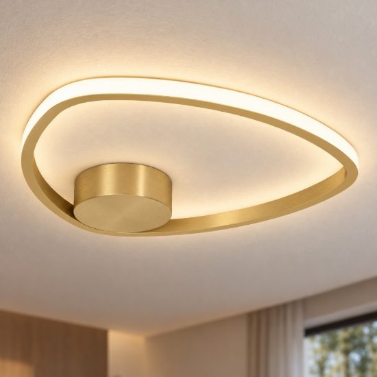 Eglo moschella plafoniera led 9,7w cct 2700k 6500k 37,5cm per soggiorno moderna ottone spazzolato