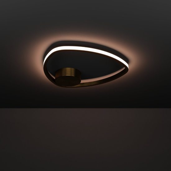 Eglo moschella plafoniera led 9,7w cct 2700k 6500k 37,5cm per soggiorno moderna ottone spazzolato
