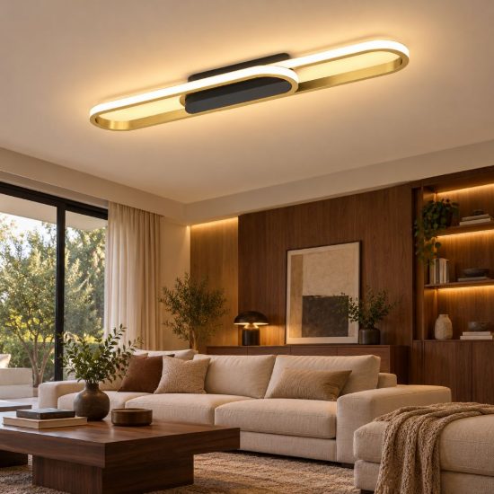 Eglo conivarena plafoniera led 20w cct 2700k 6500k 69cm moderna lineare nero e ottone