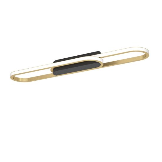 Eglo conivarena plafoniera led 20w cct 2700k 6500k 69cm moderna lineare nero e ottone
