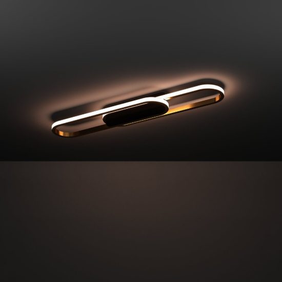 Eglo conivarena plafoniera led 20w cct 2700k 6500k 69cm moderna lineare nero e ottone
