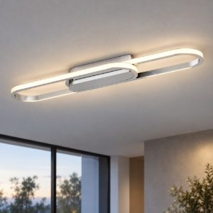 Eglo conivarena plafoniera led 20w cct 2700k 6500k 69cm moderna lineare cromo
