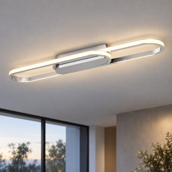 Eglo conivarena plafoniera led 20w cct 2700k 6500k 69cm moderna lineare cromo