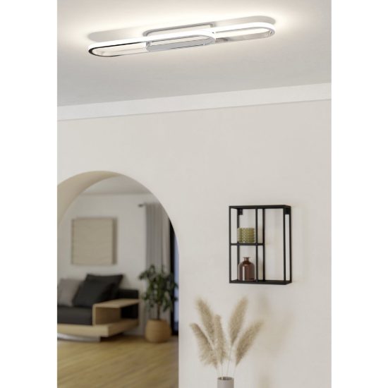 Eglo conivarena plafoniera led 20w cct 2700k 6500k 69cm moderna lineare cromo