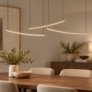 Eglo villeggi lampadario led 22w cct 2700k 6500k 122cm per cucina moderno lineare ottone opaco