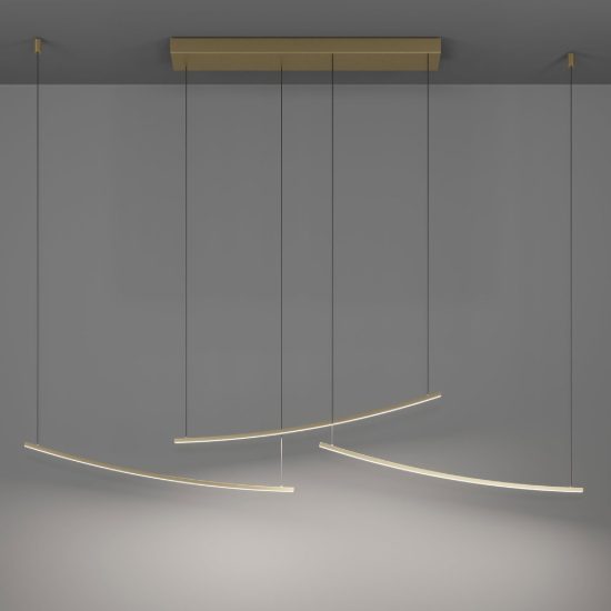 Eglo villeggi lampadario led 22w cct 2700k 6500k 122cm per cucina moderno lineare ottone opaco
