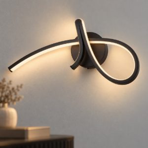 Eglo cardoncito applique led 12w cct 2700k 6500k 44cm moderna spiroidale nera