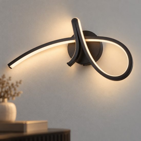 Eglo cardoncito applique led 12w cct 2700k 6500k 44cm moderna spiroidale nera