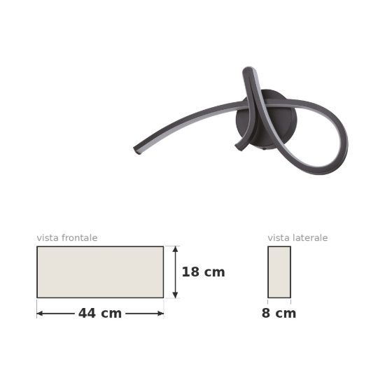 Eglo cardoncito applique led 12w cct 2700k 6500k 44cm moderna spiroidale nera