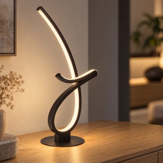Eglo cardoncito lampada da tavolo led 12w cct 2700k 6500k 46cm moderna spiroidale nera