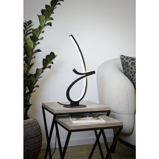 Eglo cardoncito lampada da tavolo led 12w cct 2700k 6500k 46cm moderna spiroidale nera