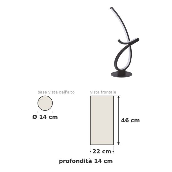 Eglo cardoncito lampada da tavolo led 12w cct 2700k 6500k 46cm moderna spiroidale nera