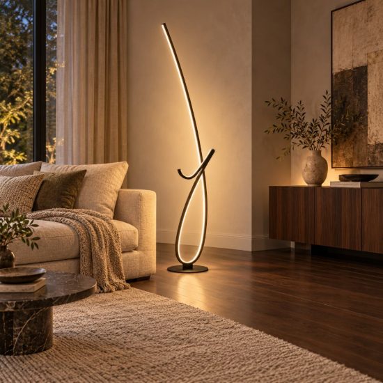 Eglo cardoncito piantana led 20w cct 2700k 6500k 130cm moderna spiroidale nera