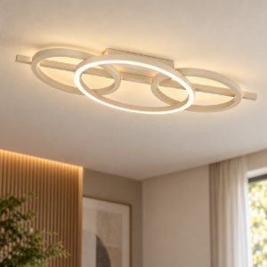 Eglo planillo plafoniera led 21w cct 2700k 6500k 55cm moderna tre anelli sabbia
