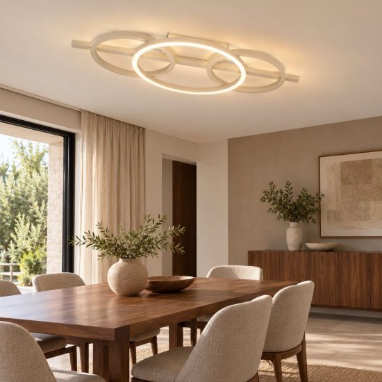 Eglo planillo plafoniera led 21w cct 2700k 6500k 55cm moderna tre anelli sabbia