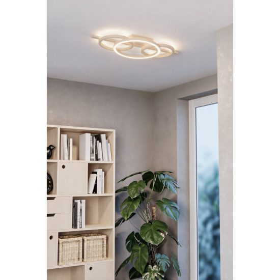 Eglo planillo plafoniera led 21w cct 2700k 6500k 55cm moderna tre anelli sabbia