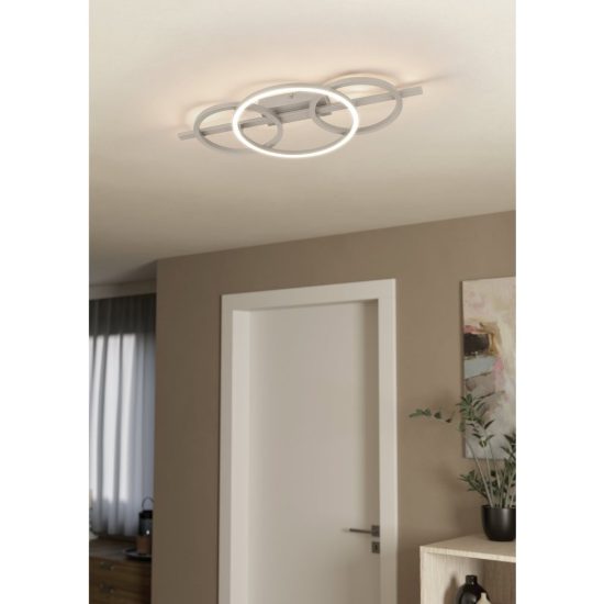 Eglo planillo plafoniera led 21w cct 2700k 6500k 55cm moderna tre anelli sabbia