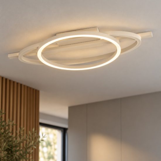 Eglo planillo plafoniera led 21w cct 2700k 6500k 55cm moderna anello ed ellisse sabbia