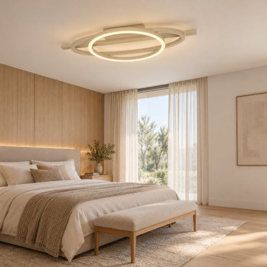 Eglo planillo plafoniera led 21w cct 2700k 6500k 55cm moderna anello ed ellisse sabbia