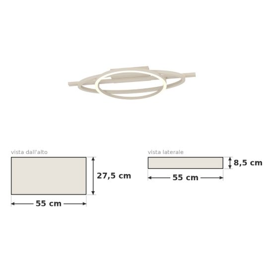Eglo planillo plafoniera led 21w cct 2700k 6500k 55cm moderna anello ed ellisse sabbia