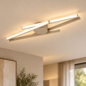 Eglo pradilla plafoniera led 21w cct 2700k 6500k 74cm moderna lineare sabbia