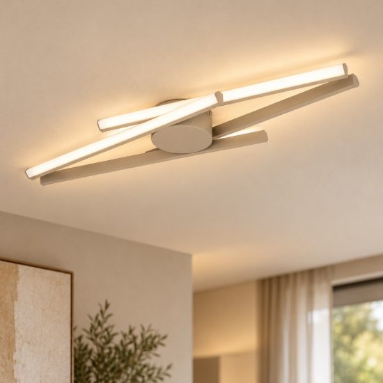Eglo pradilla plafoniera led 21w cct 2700k 6500k 74cm moderna lineare sabbia