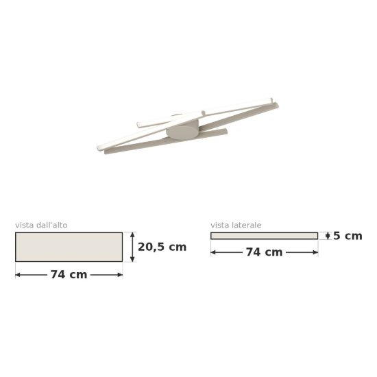 Eglo pradilla plafoniera led 21w cct 2700k 6500k 74cm moderna lineare sabbia