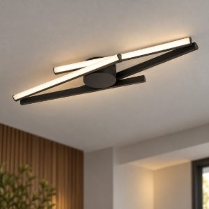 Eglo pradilla plafoniera led 21w cct 2700k 6500k 74cm moderna lineare nera