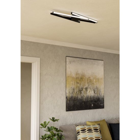 Eglo pradilla plafoniera led 21w cct 2700k 6500k 74cm moderna lineare nera