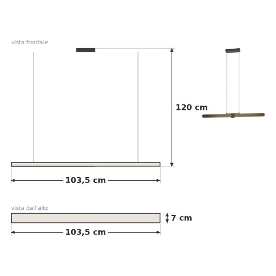 Eglo concesio lampadario led 19w cct 2700k 6500k 103,5cm per cucina moderno lineare bronzo e nero