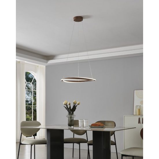 Eglo camerota lampadario led 40w cct 2700k 6500k 55cm con telecomando per sala da pranzo moderno bronzo scuro