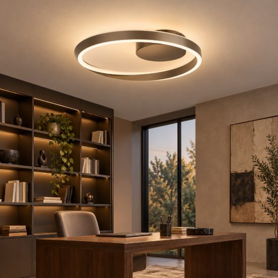 Eglo camerota plafoniera led 30w cct 2700k 6500k 41cm con telecomando per camera da letto moderna bronzo scuro