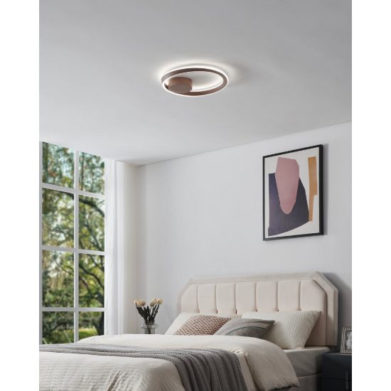 Eglo camerota plafoniera led 30w cct 2700k 6500k 41cm con telecomando per camera da letto moderna bronzo scuro