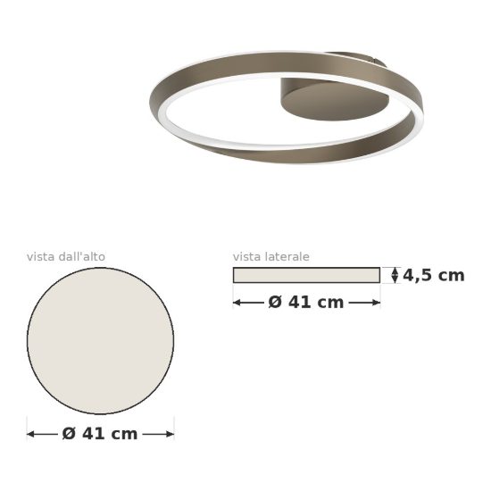 Eglo camerota plafoniera led 30w cct 2700k 6500k 41cm con telecomando per camera da letto moderna bronzo scuro