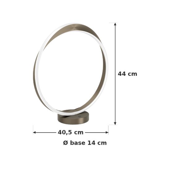 Eglo camerota lampada da tavolo led 10w cct 2700k 6500k 44cm per camera da letto moderna bronzo scuro
