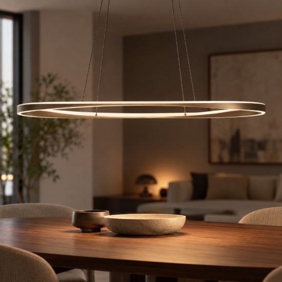 Eglo camerota lampadario per cucina led 45w cct 2700k 6500k 111cm con telecomando moderno ovale bronzo scuro