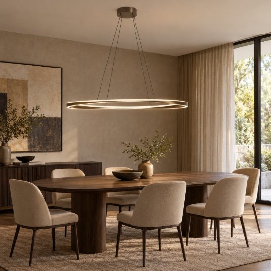 Eglo camerota lampadario per cucina led 45w cct 2700k 6500k 111cm con telecomando moderno ovale bronzo scuro