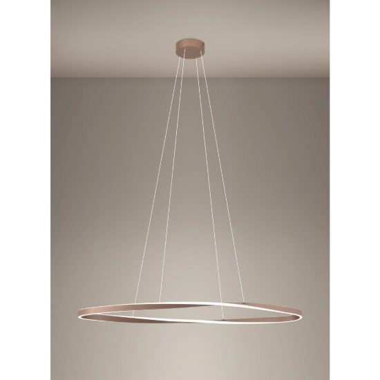 Eglo camerota lampadario per cucina led 45w cct 2700k 6500k 111cm con telecomando moderno ovale bronzo scuro