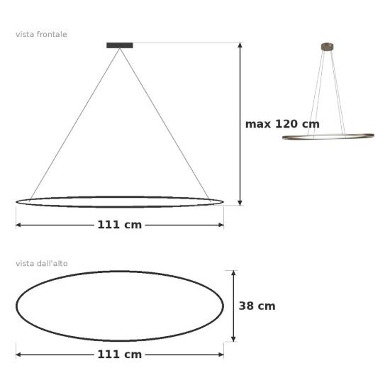 Eglo camerota lampadario per cucina led 45w cct 2700k 6500k 111cm con telecomando moderno ovale bronzo scuro