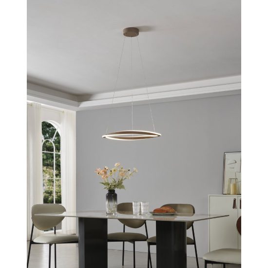 Eglo camerota lampadario led 40w cct 2700k 6500k 57cm con telecomando per sala da pranzo moderno sabbia