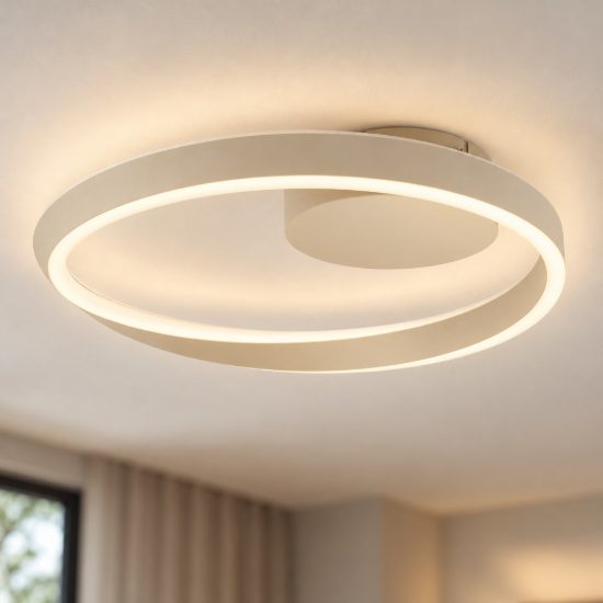 Eglo camerota plafoniera led 30w cct 2700k 6500k 41cm con telecomando per camera da letto moderna sabbia