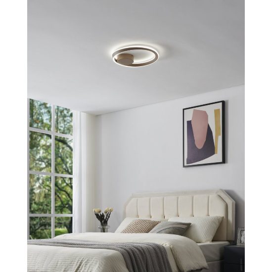 Eglo camerota plafoniera led 30w cct 2700k 6500k 41cm con telecomando per camera da letto moderna sabbia