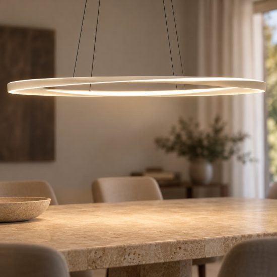Eglo camerota lampadario per cucina led 45w cct 2700k 6500k 111cm con telecomando moderno ovale sabbia
