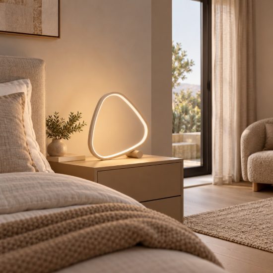 Eglo leporano abat-jour per camera da letto led 6,5w cct 2700k 6500k 27,5cm moderna triangolare sabbia