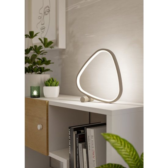 Eglo leporano abat-jour per camera da letto led 6,5w cct 2700k 6500k 27,5cm moderna triangolare sabbia