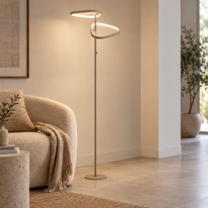 Eglo leporano piantana led 20w cct 2700k 6500k 160cm dimmerabile moderna triangolare sabbia
