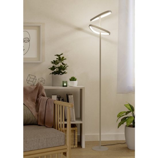Eglo leporano piantana led 20w cct 2700k 6500k 160cm dimmerabile moderna triangolare sabbia
